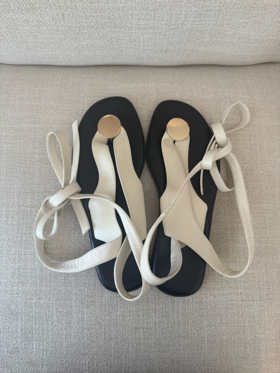 Shoes - Cream Lace-Up Sandals